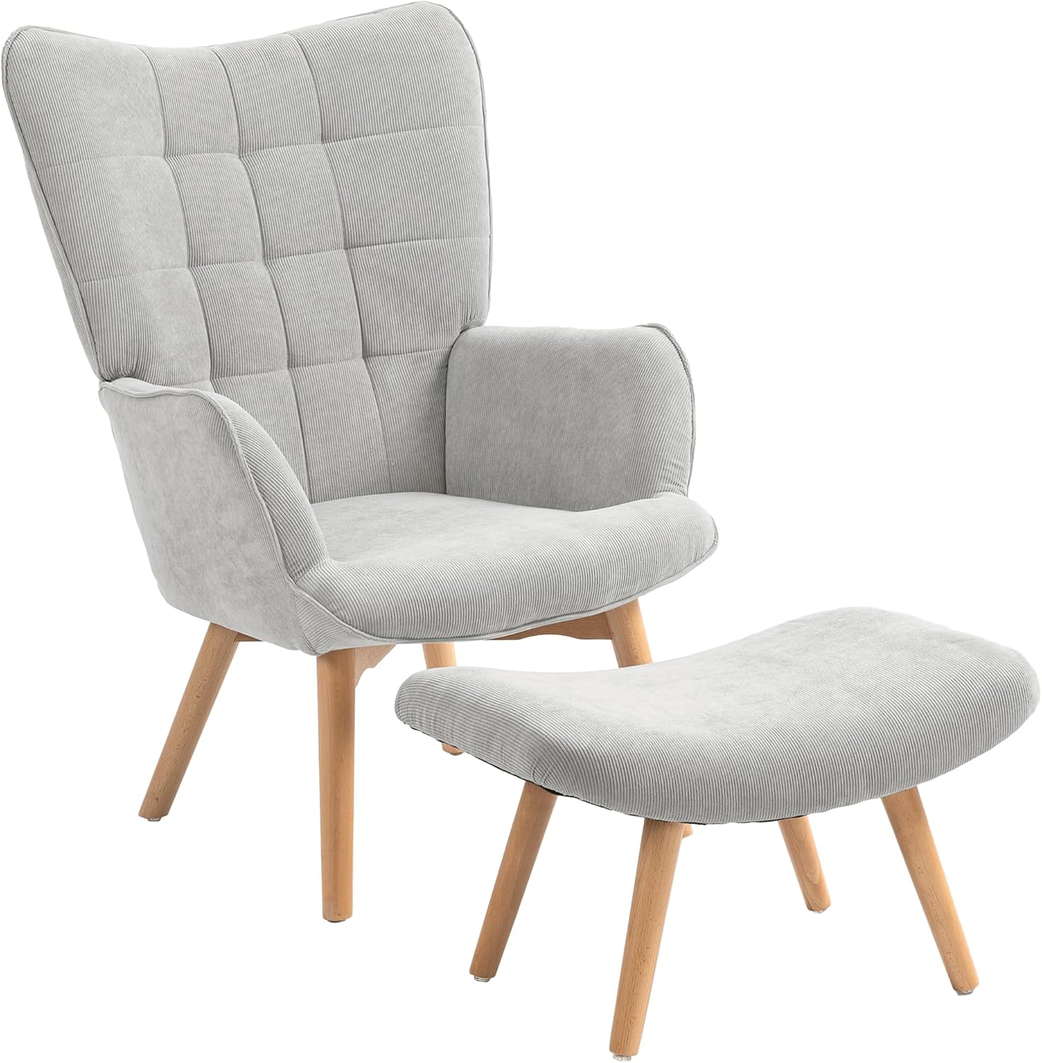 HOMCOM Ohrensessel mit Hocker Sessel Loungesesse