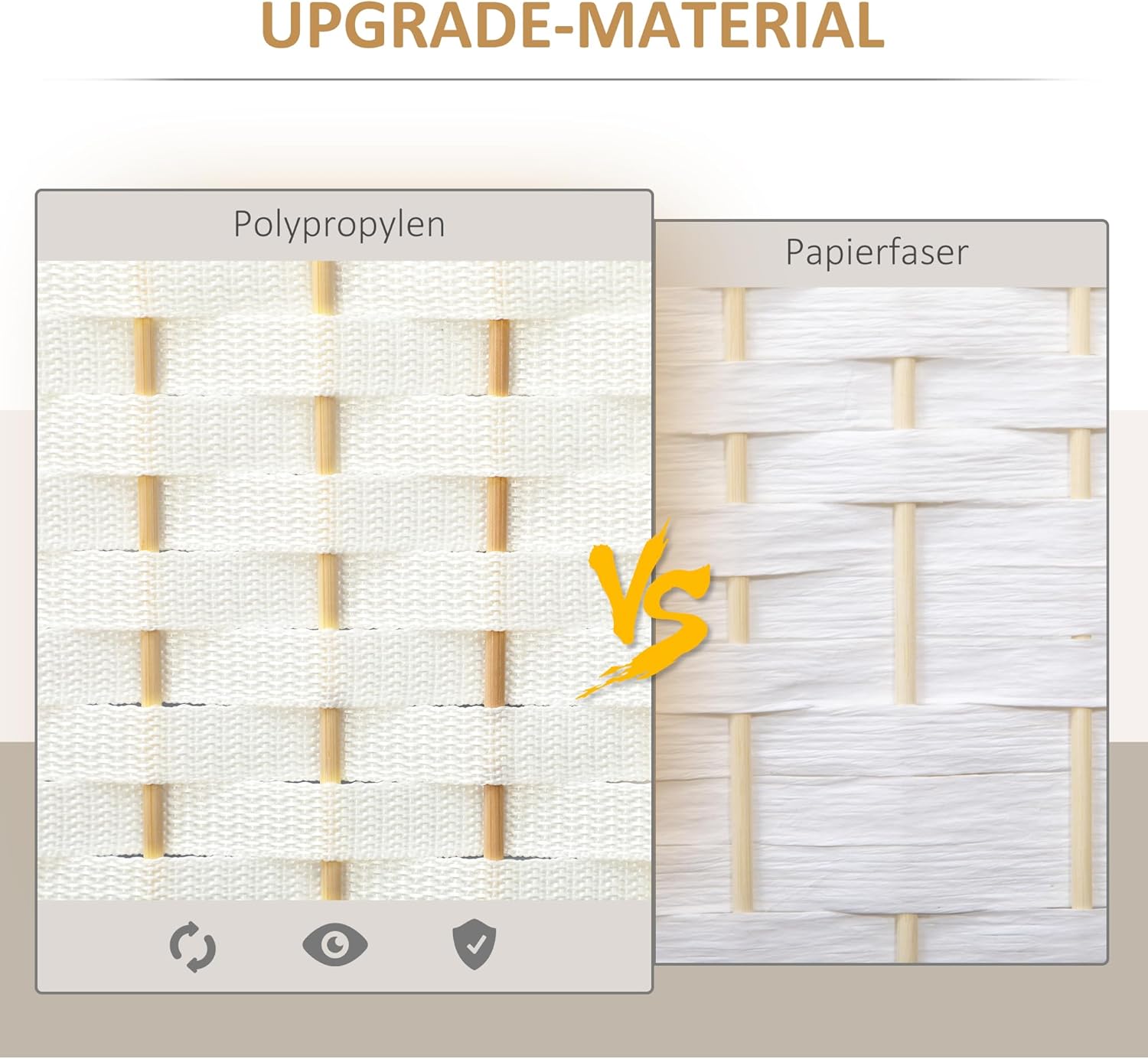HOMCOM Paravent 6-teilig 240 x 170 cm Raumteiler Faltbar Trennwand aus Kiefernholz, Sichtschutz Raumtrenner Stellwand für Schlafzimmer Wohnzimmer Weiß — Ansicht 3