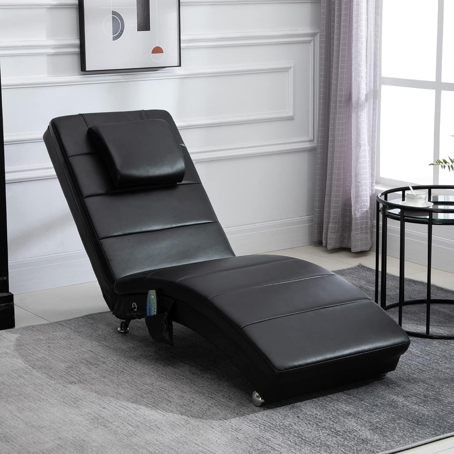 HOMCOM Relaxliege Elektrisch Fernsehsessel Massagesessel mit Liegefunktion 8 Massagepunkten Relaxsessel mit Zero-G Design für Wohnzimmer Kunstleder Schwarz — Ansicht 2