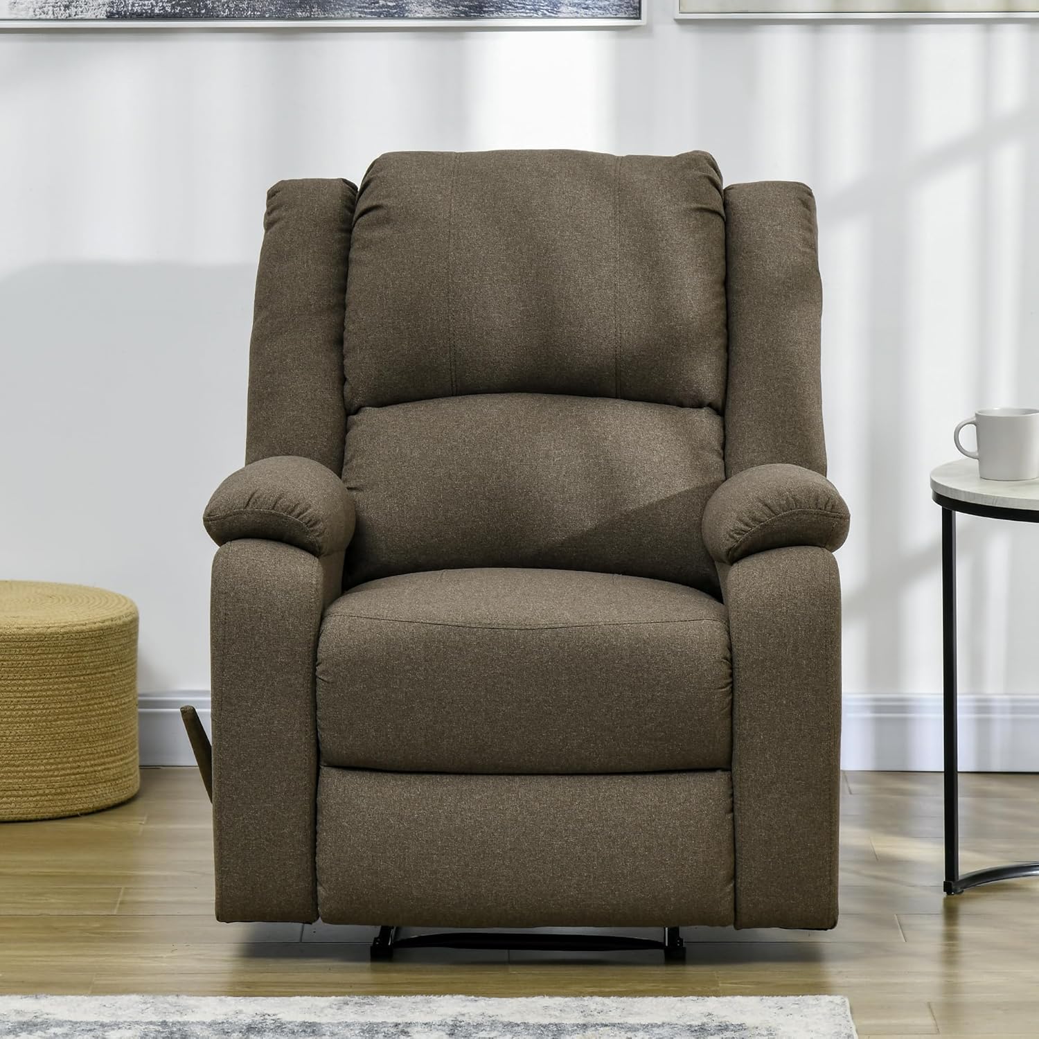HOMCOM Relaxsessel Fernsehsessel mit Liegefunktion Liegesessel Sessel mit Verstellbarer Rückenlehne, Fußstütze TV-Sessel mit Leinenoptik für Wohnzimmer Schlafzimmer, Braun — Ansicht 6