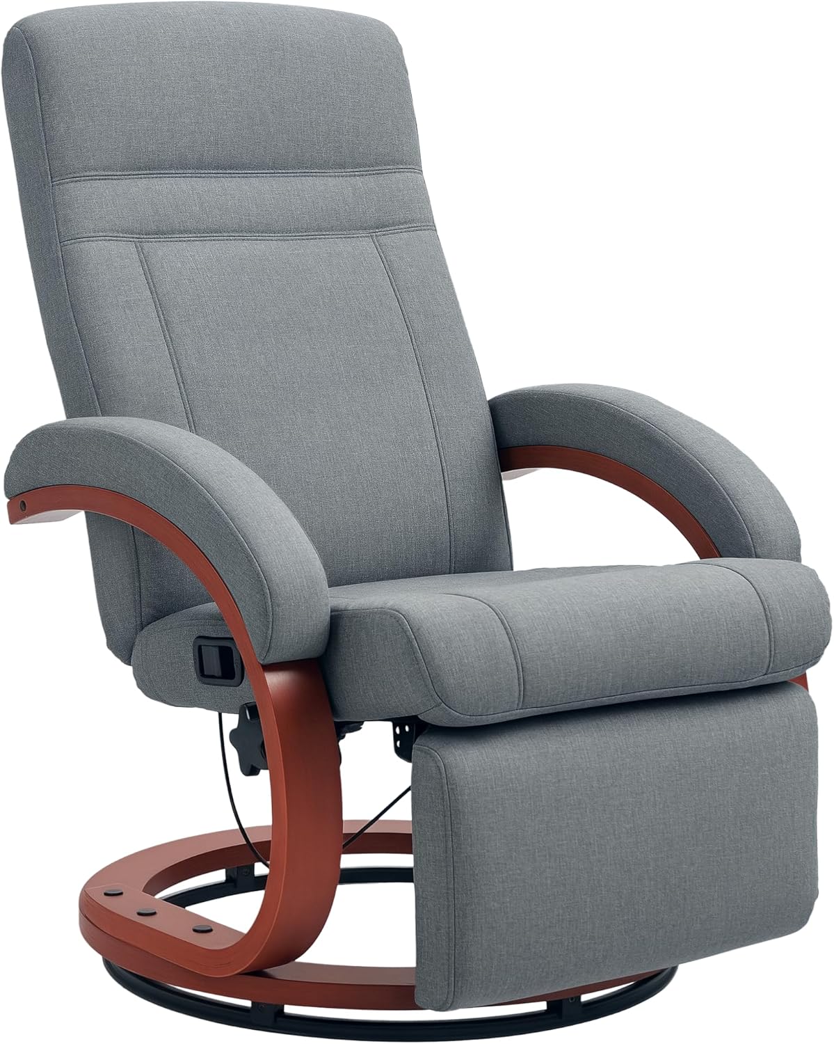 HOMCOM Relaxsessel mit Liegefunktion Fernsehsessel mit hoher Rückenlehne ergonomische Armlehne Fußstütze Holzbasis Leinenoptik, Ruhesessel Liegesessel TV-Sessel für Wohnzimmer Schlafzimmer Grau