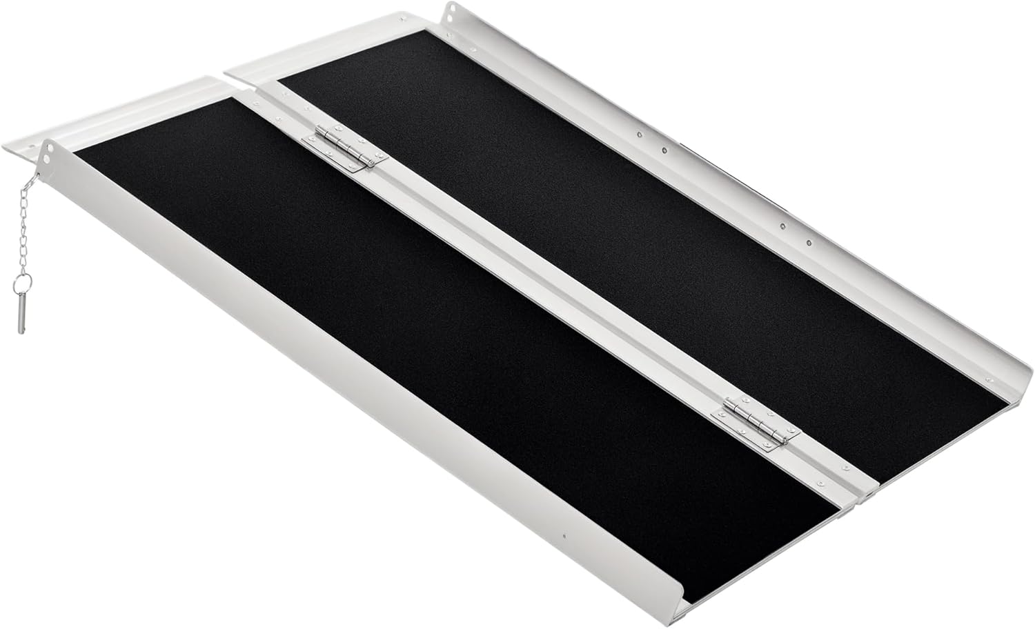 HOMCOM Rollstuhlrampe 2-Fach klappbar 91 cm bis 270 kg Belastbar Aluminium rutschfeste Rampe Tragbar Auffahrrampe für Rollstuhl, Treppen, Zuhause, Stufen