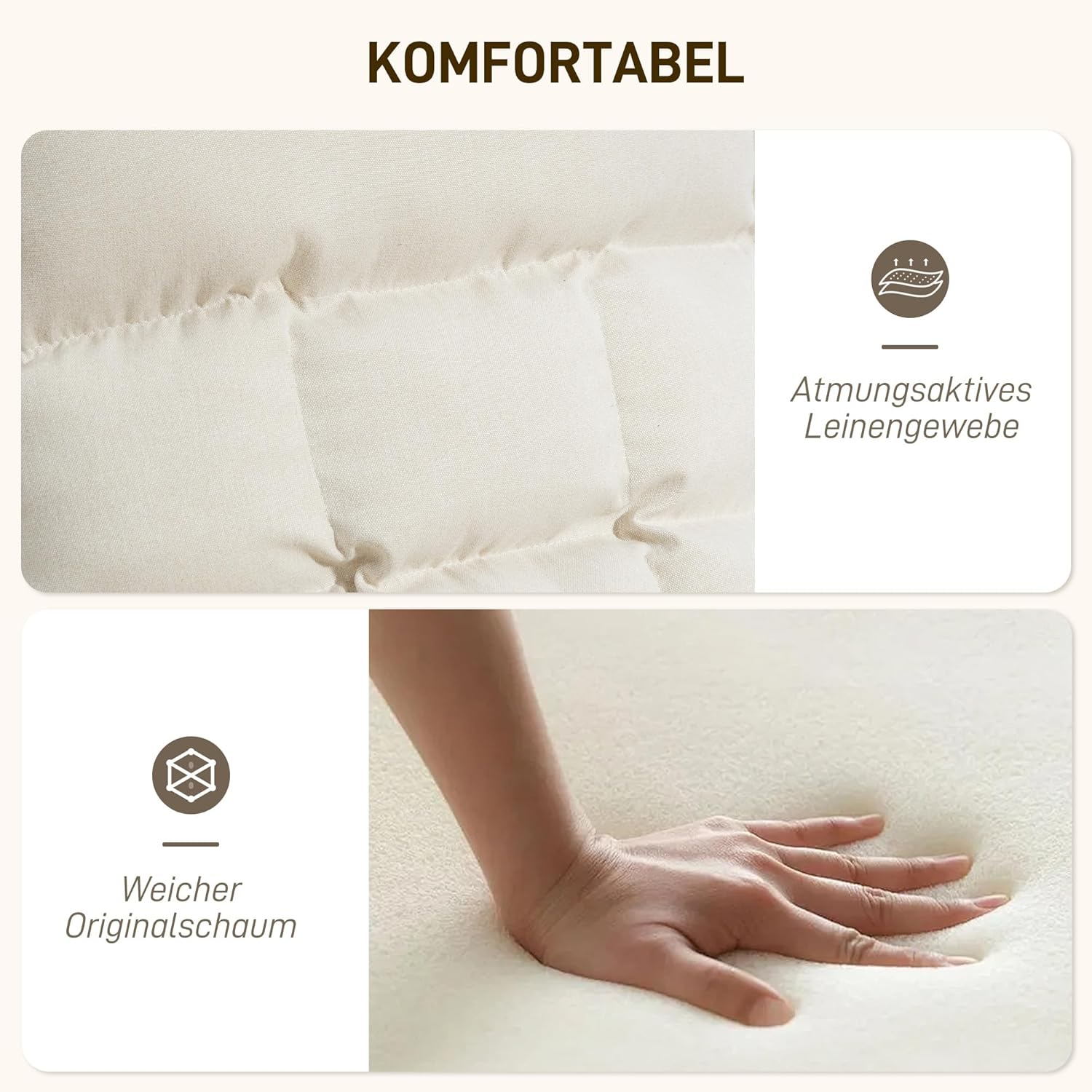 HOMCOM Schaukelstuhl Schaukelsessel mit 5-Fach Verstellbarer Fußstütze, hoher Rückenlehne, Sessel Relaxsessel mit Leinenoptik, Schwingsessel, Lesesessel für Wohnzimmer, Schlafzimmer, Cremeweiß — Ansicht 6