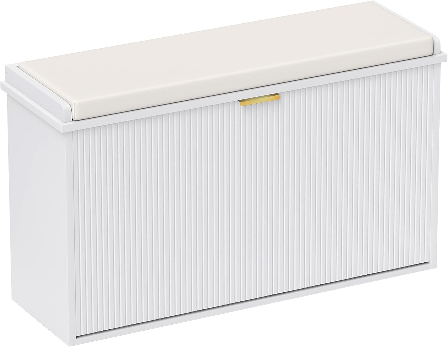HOMCOM Schuhbank mit gepolstertem Sitzkissen und Klappschublade, Schuhschrank bis 120 kg belastbar, für Flur, Eingangsbereich und Veranda, 80 x 26 x 47,5 cm, Weiß