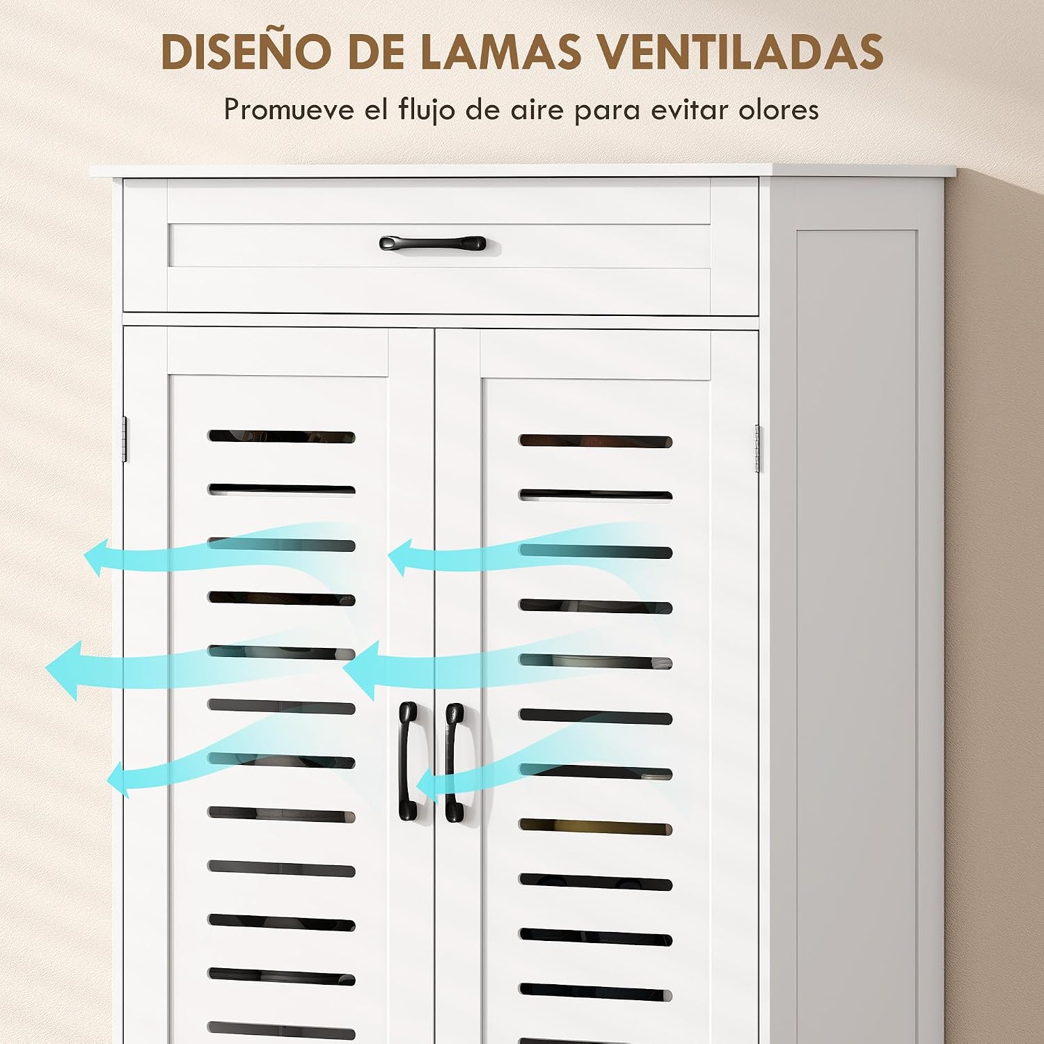 HOMCOM Schuhschrank mit 5 Ebenen, Schuhschrank mit Schublade, Gittertüren, verstellbare Regale, für 20 Paar Schuhe, Schuhregal für Flur, Flur, 78 x 37 x 115,8 cm, Weiß — Ansicht 6