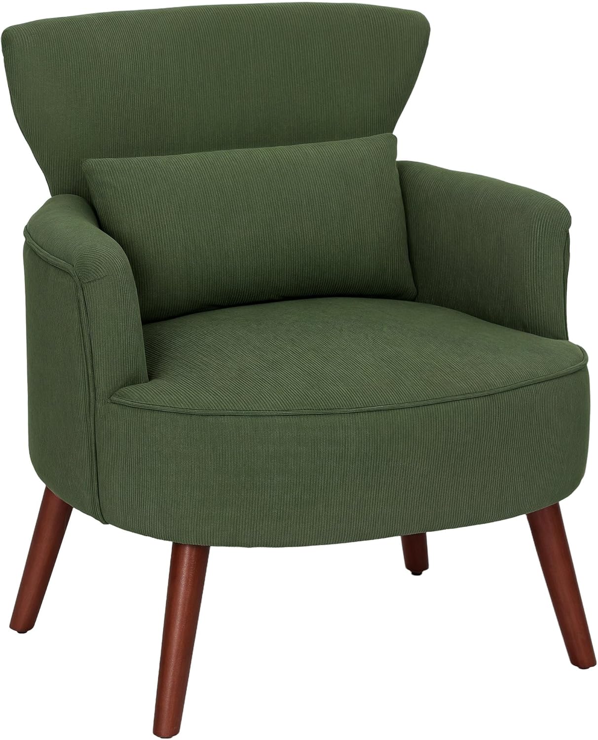 HOMCOM Sessel Loungesessel mit Armlehnen, Polstersessel mit Kissen Armlehnensessel mit Kordoptik, Holzbeine Lesesessel für Wohnzimmer, Schlafzimmer, Grün