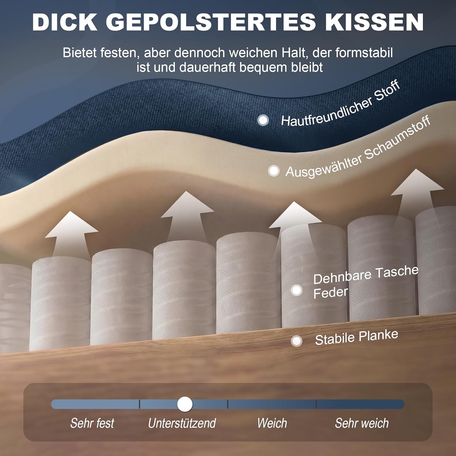 HOMCOM Sessel Ohrensessel mit Armlehnen, Loungesessel mit Kissen, Tufting, hoher Rückenlehne Armlehnensessel mit Holzbeine, Relaxsessel für Wohnzimmer, Schlafzimmer, Blau — Ansicht 5