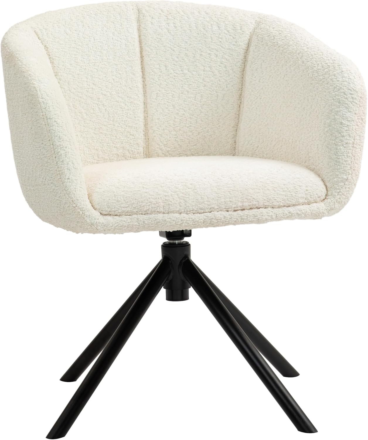 HOMCOM Sessel Wohnzimmer drehbar Loungesessel Relaxsessel mit Metallbeine Lesesessel mit Leinenoptik, Polstersessel für Schlafzimmer Cremeweiß
