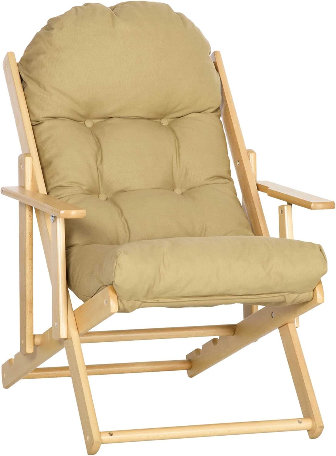 HOMCOM Sessel Wohnzimmer Klappbar Relaxsessel Loungesessel mit Leinenoptik Holzbeine Lesesessel, Polstersessel für Wohnzimmer Schlafzimmer Braun