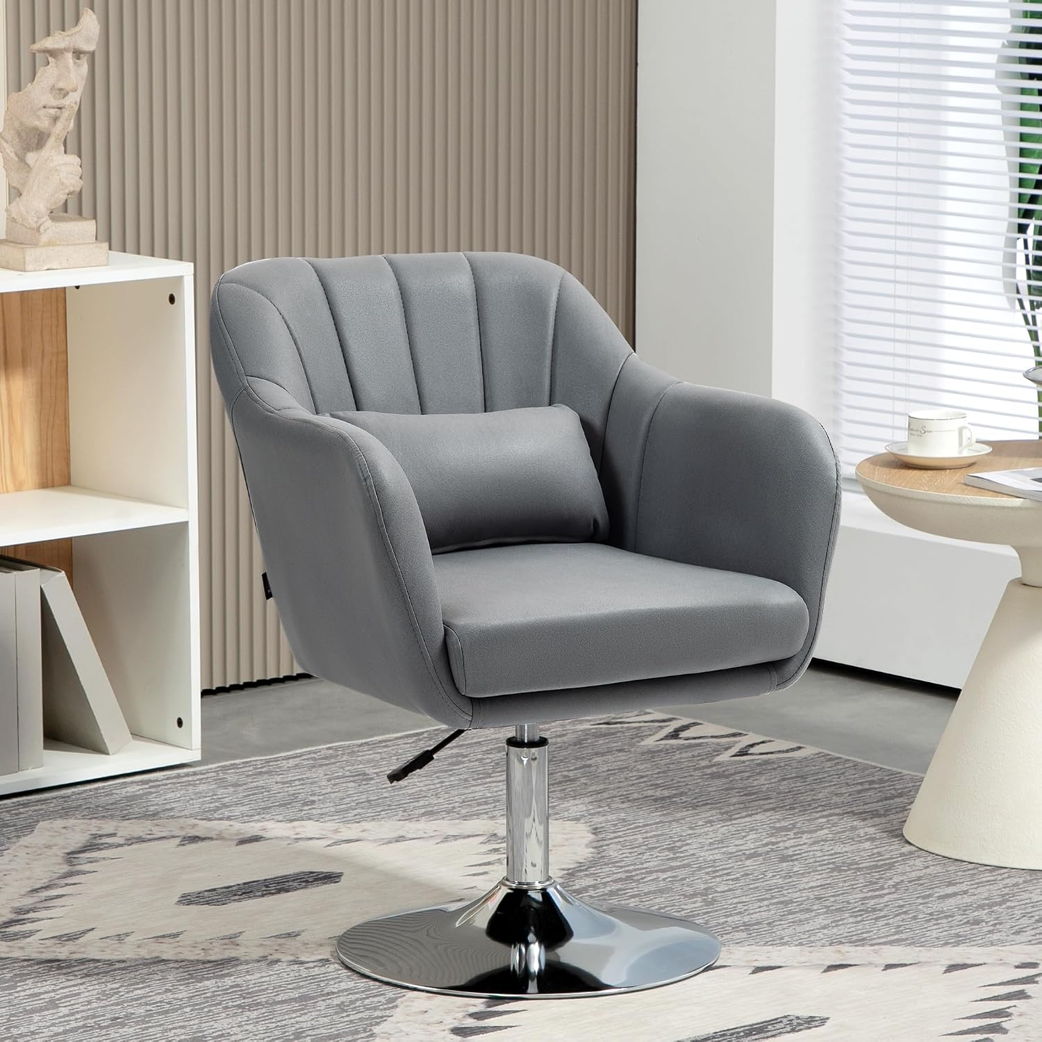HOMCOM Sessel Wohnzimmer Loungesessel Relaxsessel mit Metallrahmen Lesesessel mit Mikrotuch, Polstersessel für Schlafzimmer, Wohnzimmer, Dunkelgrau — Ansicht 2