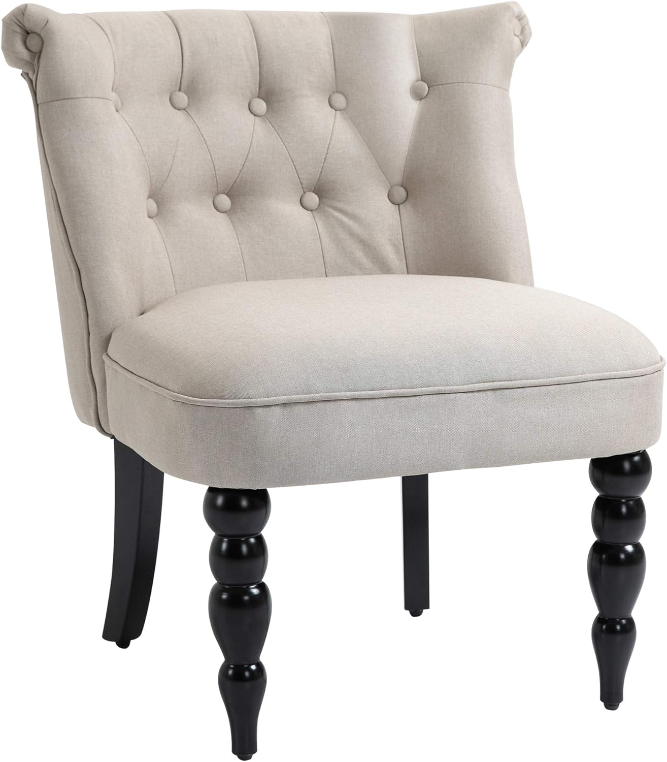 HOMCOM Sessel Wohnzimmer Loungesessel Vintage Relaxsessel mit Holzbeine Lesesessel mit Leinenoptik, Polstersessel für Schlafzimmer Beige