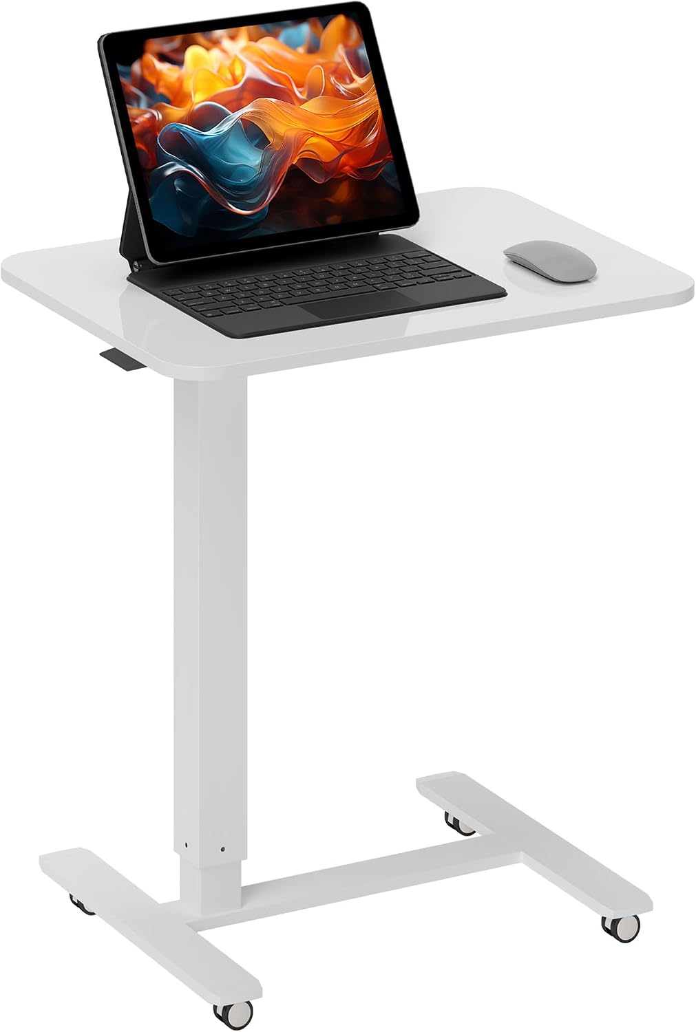 HOMCOM Stehpult, Höhenverstellbar C-förmig Schreibtisch mit 4 Rollen, 65x48x73-110cm Steh-Sitz Schreibtisch für Büro, Arbeitszimmer, Wohnzimmer, bis 70 kg belastbar, Weiß